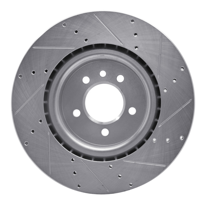 Land Rover Discovery Brake Rotor (1) - Front Left - R1 Concepts - Drilled & Slotted - Silver - `06-`17